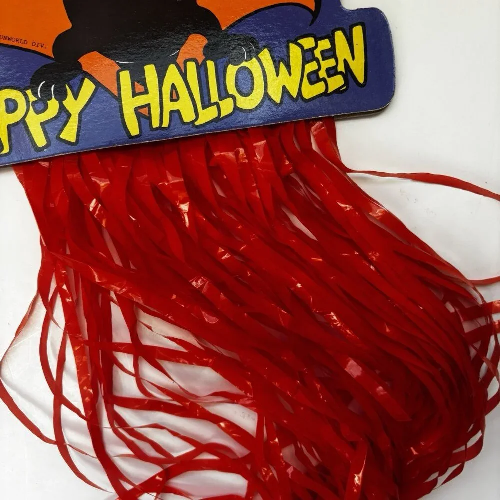Vintage Halloween Bat Die Cut Red Ribbon Streamers Happy Halloween Decor Read🎃